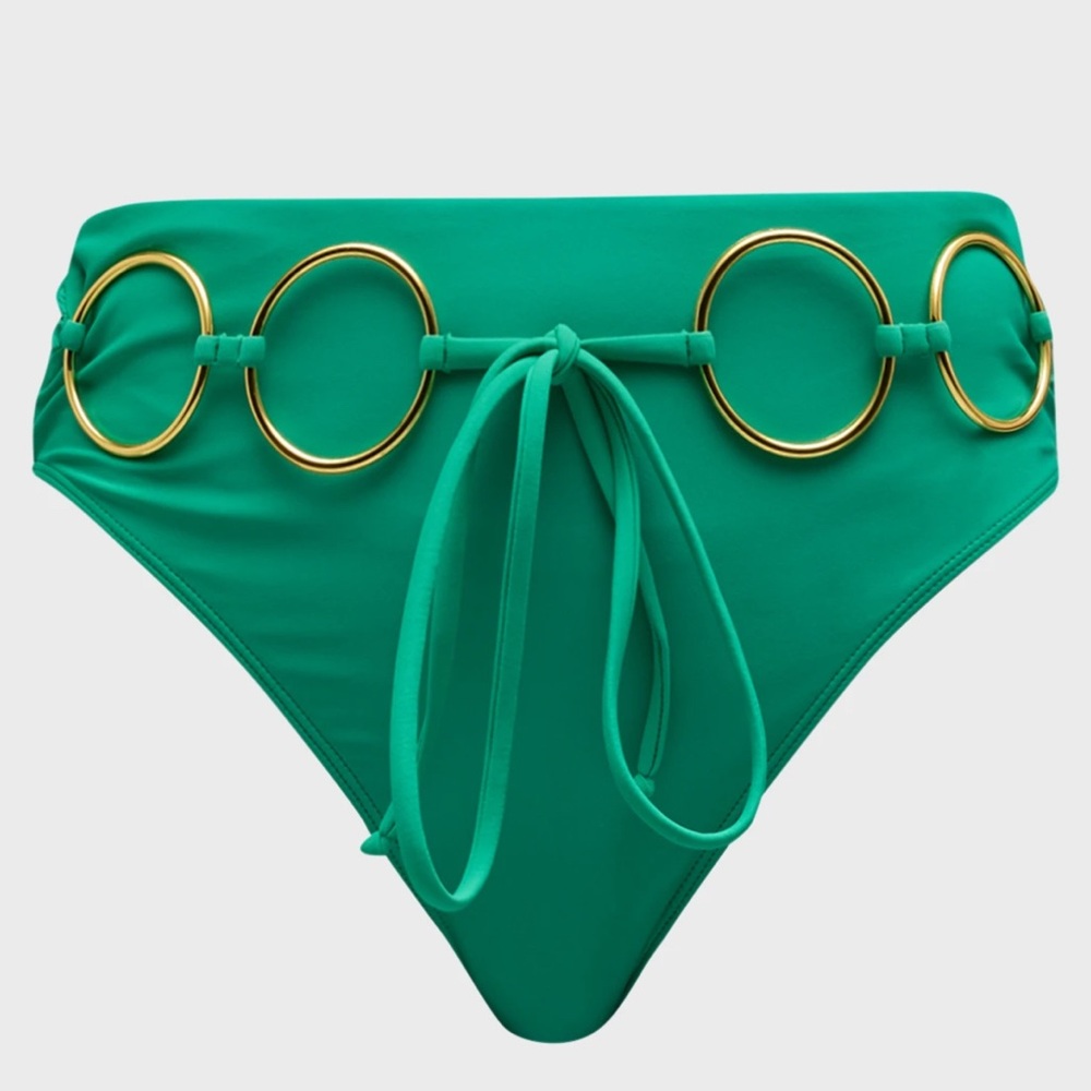 Remy Brook Kimber Gold Ring Belted High Waist Bikini Medium